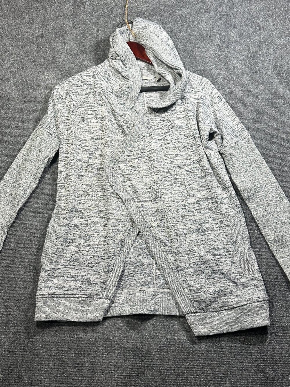 Athleta Blissful Cardigan Womens XXS Sweater Gray Hood Open Front Yoga Pockets